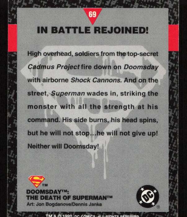 1992 DC Comics Doomsday The Death Of Superman 69 In Battle Rejoined!