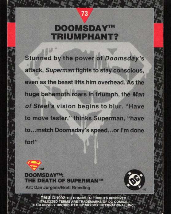 1992 DC Comics Doomsday The Death Of Superman 73 Doomsday Triumphant?