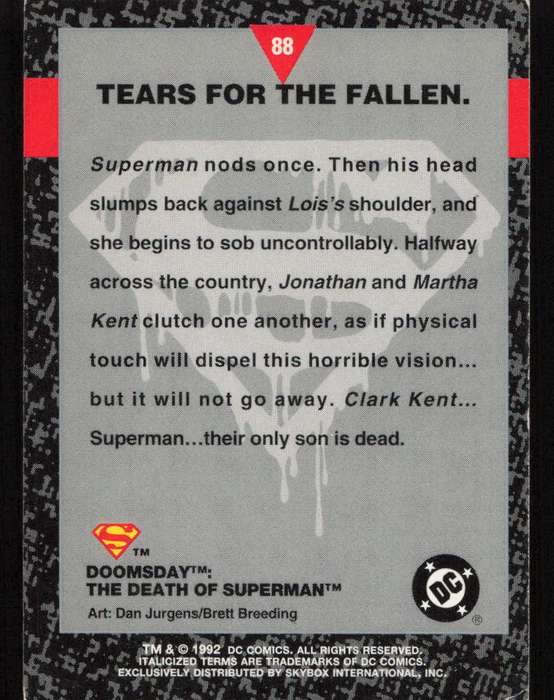 1992 DC Comics Doomsday The Death Of Superman 88 Tears for the Fallen