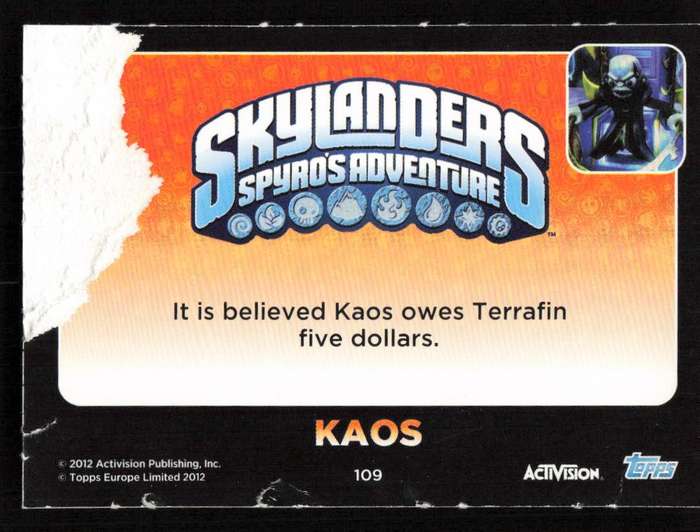 2012 Topps Skylanders Giants 109 Kaos