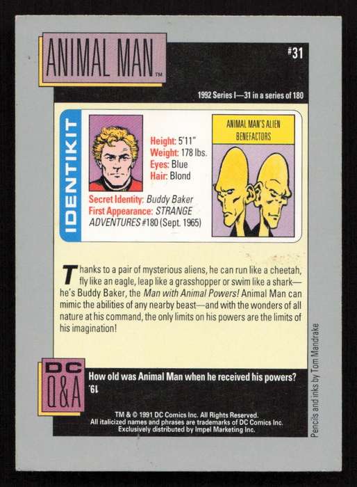 1991 Impel DC Comics 31 Animal Man