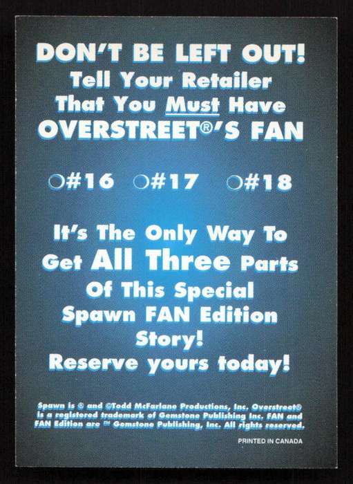 Spawn Overstreet's Fan Promo Trading Card