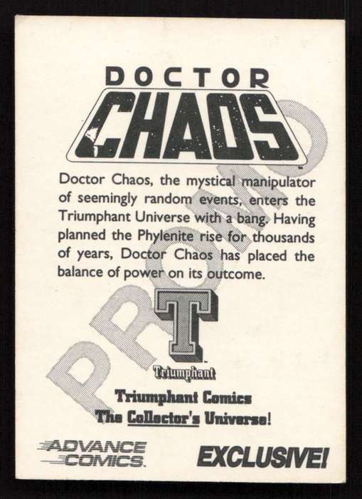 1993 Triumphant Comics Doctor Chaos Promo Card