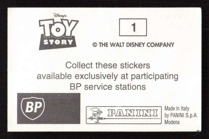 1995 Panini Disney's Toy Story Sticker 1
