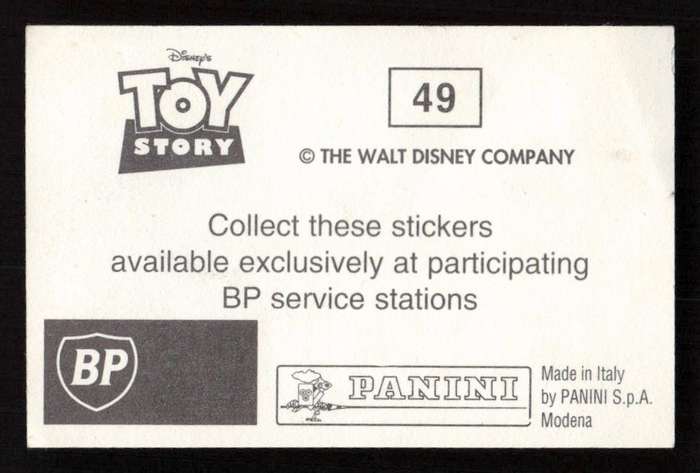 1995 Panini Disney's Toy Story Sticker 49