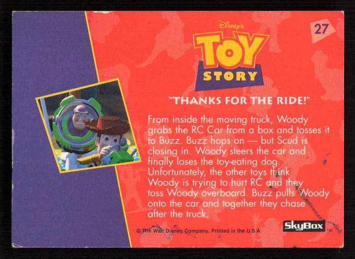 1995 SkyBox Disney's Toy Story 27 "Thanks for the Ride!"