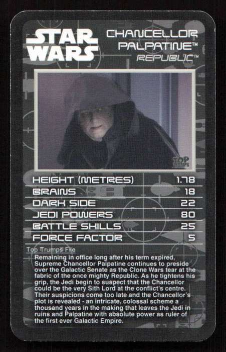 Top Trumps Star Wars Episodes I-III Chancellor Palpatine