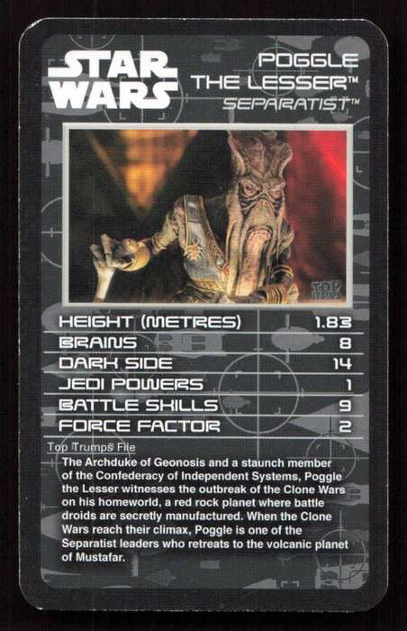Top Trumps Star Wars Episodes I-III Poggle The Lesser