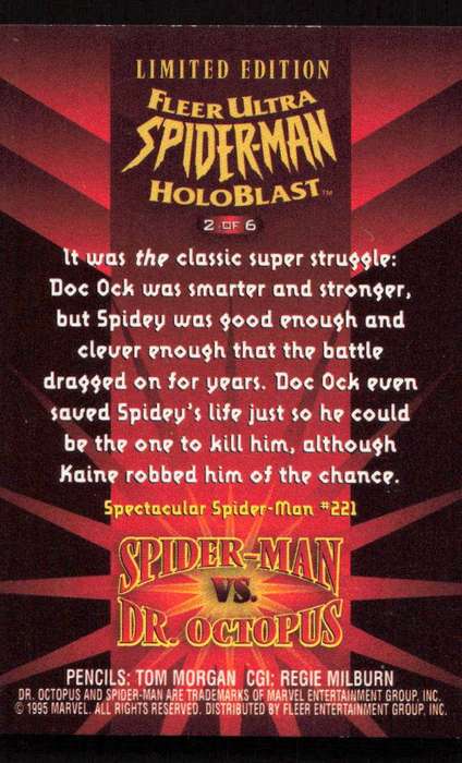 1995 Fleer Ultra Spider-Man 2/6 Holoblast Spider-Man vs Dr. Octopus
