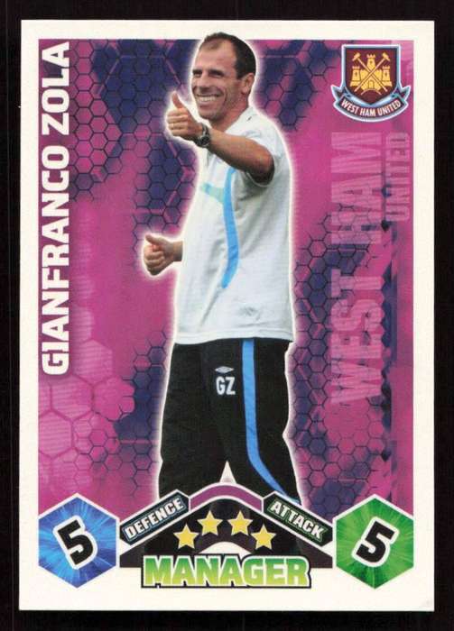 Topps Match Attax PL 2009/2010 - West Ham United - Manager- Gianfranco Zola