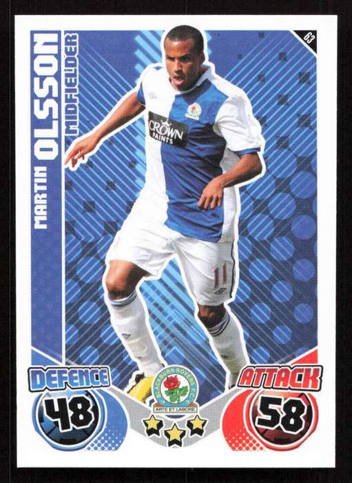 Topps Match Attax PL 2010/2011 - Blackburn Rovers - Martin Olsson