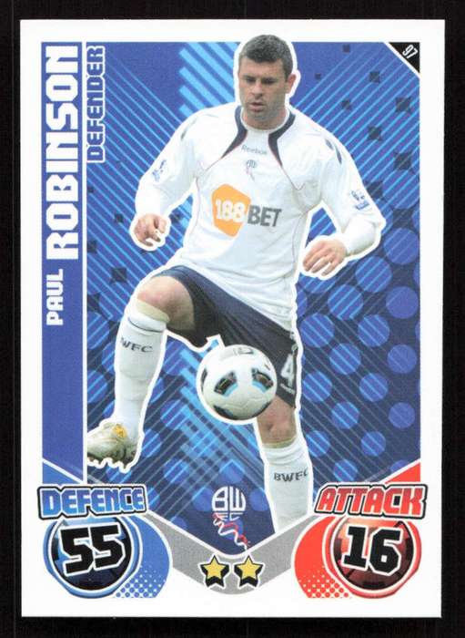 Topps Match Attax PL 2010/2011 - Bolton Wanderers - Paul Robinson