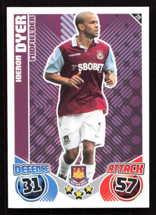 Topps Match Attax PL 2010/2011 - West Ham United - Kieron Dyer