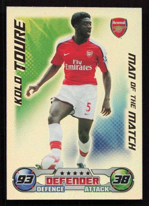 Topps Match Attax PL 2008/2009 Arsenal - Kolo Toure Man of the Match