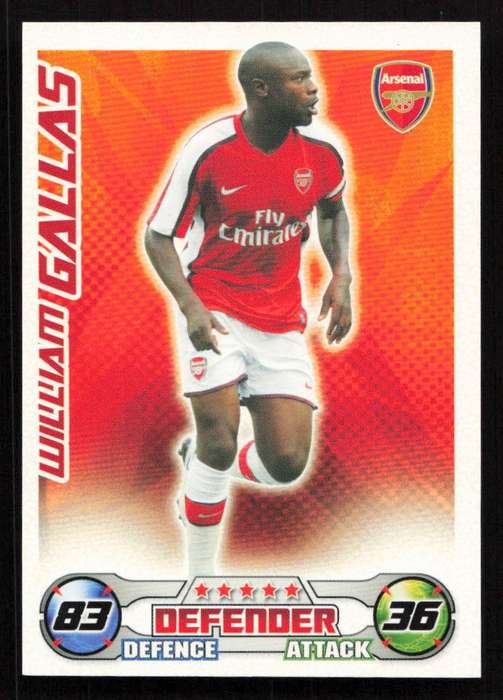 Topps Match Attax PL 2008/2009 Arsenal - William Gallas