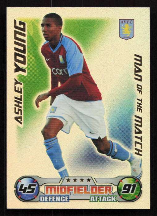 Topps Match Attax PL 2008/2009 Aston Villa - Ashley Young Man of the Match