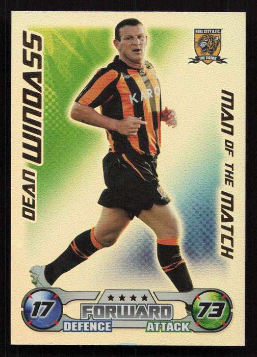 Topps Match Attax PL 2008/2009 Hull City - Dean Windass Man of the Match