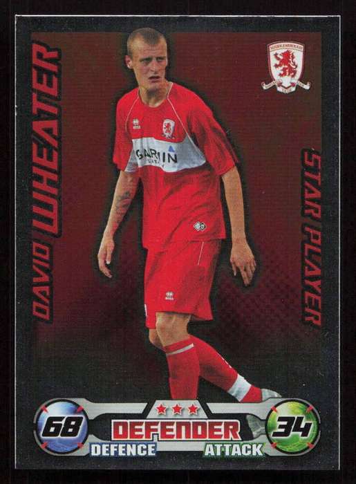 Topps Match Attax PL 2008/2009 Middlesbrough - David Wheater Star Player