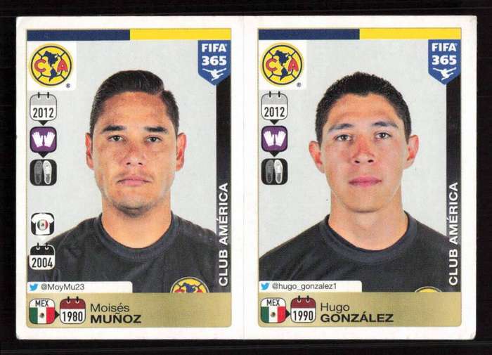 Panini FIFA 365 Stickers #613 Moises Munoz & #612 Hugo Gonzalez
