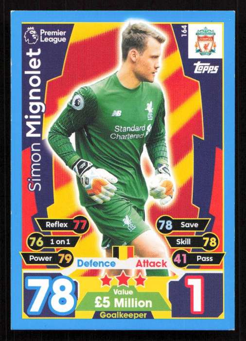 Topps Match Attax Premier League 2017/18 - Liverpool - Simon Mignolet
