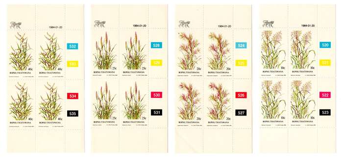 Bophuthatswana 1984/01/20 Indigenous Grasses of Bophuthatswana Control Block Set