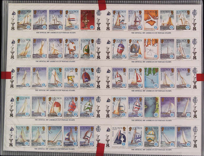 Solomon Islands 1986/08/22 The Official 1987 America's Cup Postage Stamps Complete Sheet of 50
