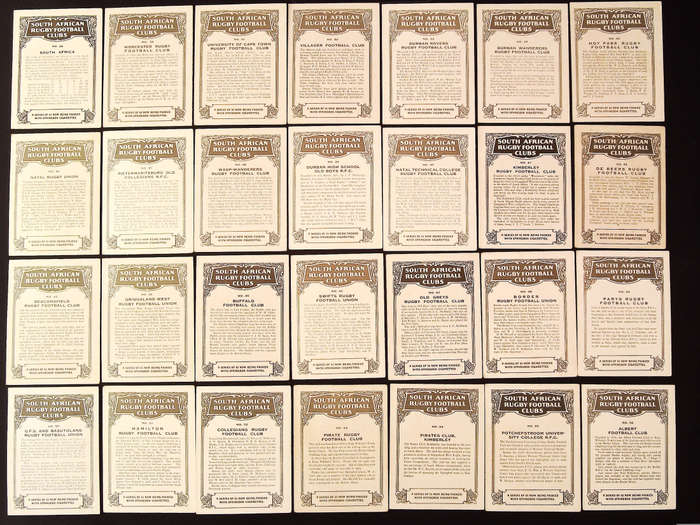 United Tobacco 1933 South African Rugby Football Clubs Complete Set 65 Cigarette Cards