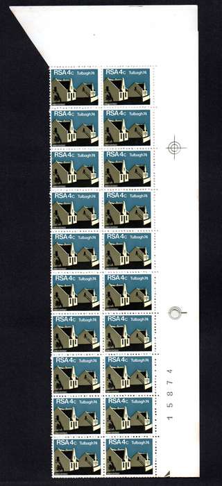 RSA 1974/03/14 Restoration of Tulbagh 4c Cyl No 580 581 582 583 *40 stamps Arrow block