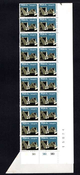 RSA 1974/03/14 Restoration of Tulbagh 4c Cyl No 580 581 582 583 *40 stamps Arrow block
