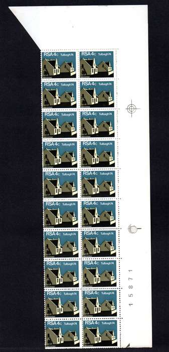 RSA 1974/03/14 Restoration of Tulbagh 4c Cyl No 580 581 582 583 *40 stamps Arrow block