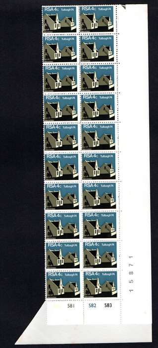 RSA 1974/03/14 Restoration of Tulbagh 4c Cyl No 580 581 582 583 *40 stamps Arrow block