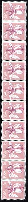 RSA 2nd Definitive issue 1c Coil stamps (10 stamps)