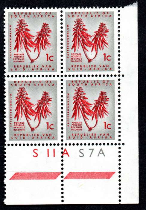 RSA 1962/01 Definitive Issue 1c Cyl No S11AS7A Wmk CoA