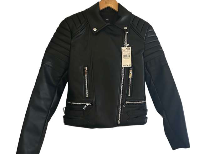 Faux Leather Jacket by Mango