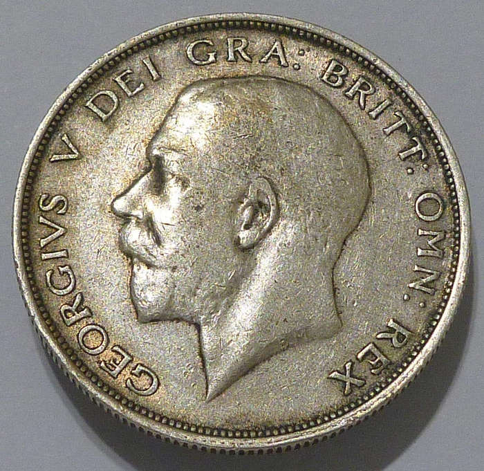 1914 Great Britain King George V Sterling Silver ½ Crown.