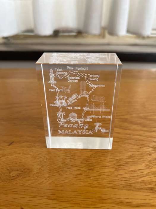 3D Laser Etched Glass Paperweight MALAYSIA