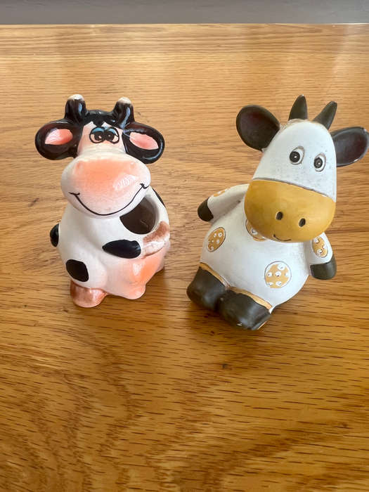 Little Cows kitchen collection.  Including white salt and pepper shakers