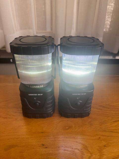 Two Leisure Quip 400 Lumen Camping light.