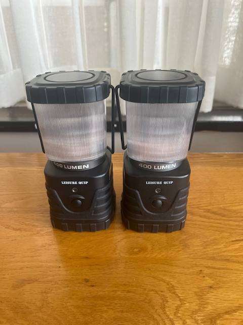Two Leisure Quip 400 Lumen Camping light.