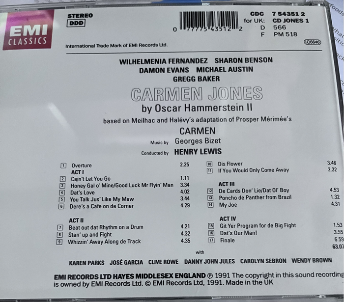 Oscar Hammerstein II Carmen Jones: Original London Cast Recording CDC7543512