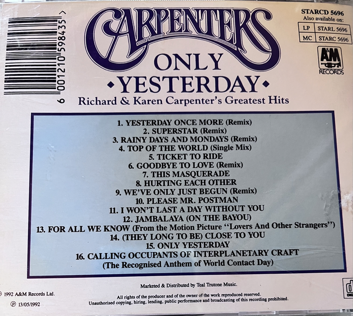 Carpenters - Only Yesterday