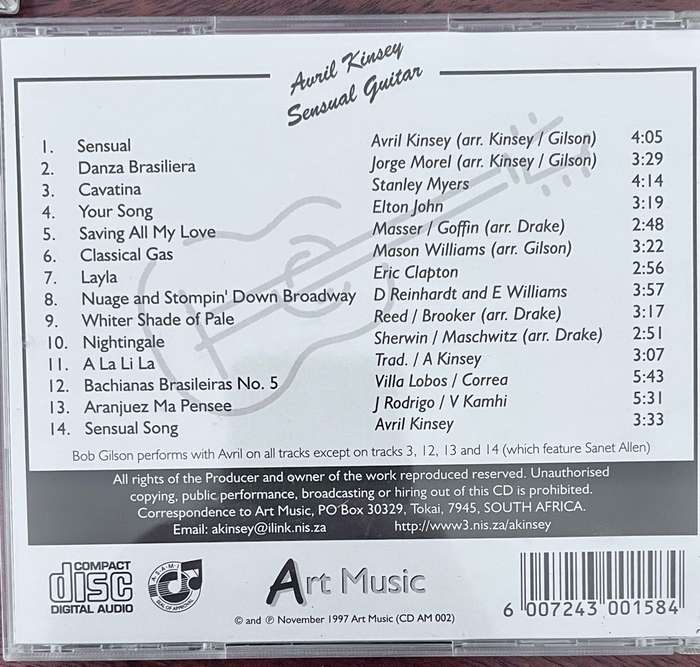 Sensual Guitar - Avril Kinsey CDAM002