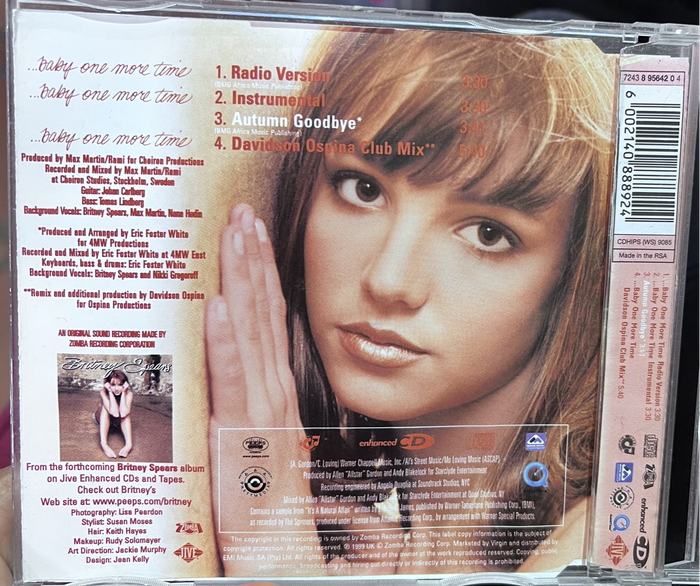 Britney Spears  baby one more time (CD single) CDHIPS(WS)9085