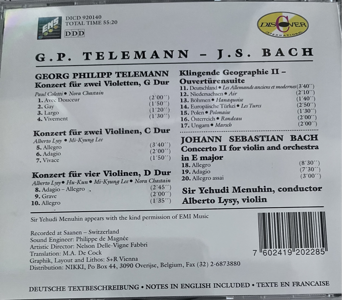 Camerata Lysy Gstaad, Sir Yehudi Menuhin DICD920140