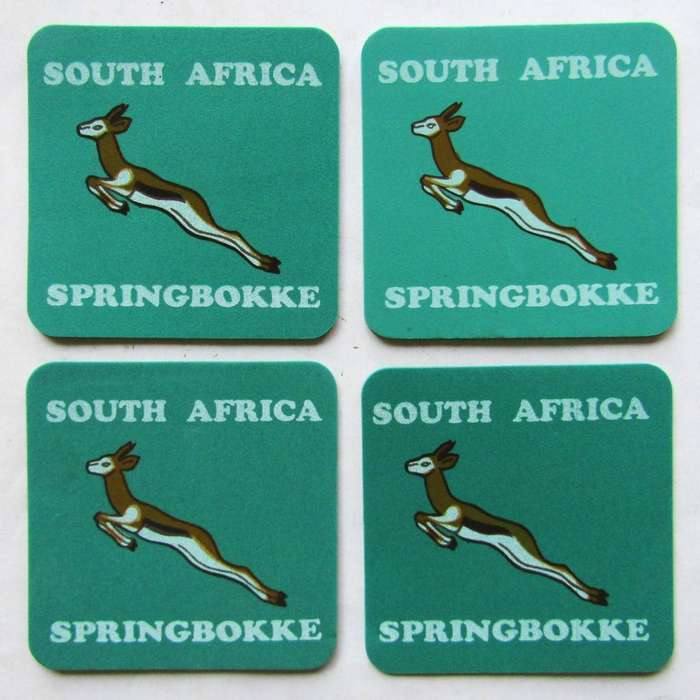 4 Old Springbok Rugby Coasters