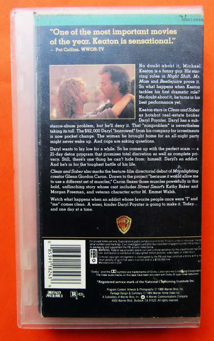 Clean and Sober - Michael Keaton - Movie VHS Tape (1989)