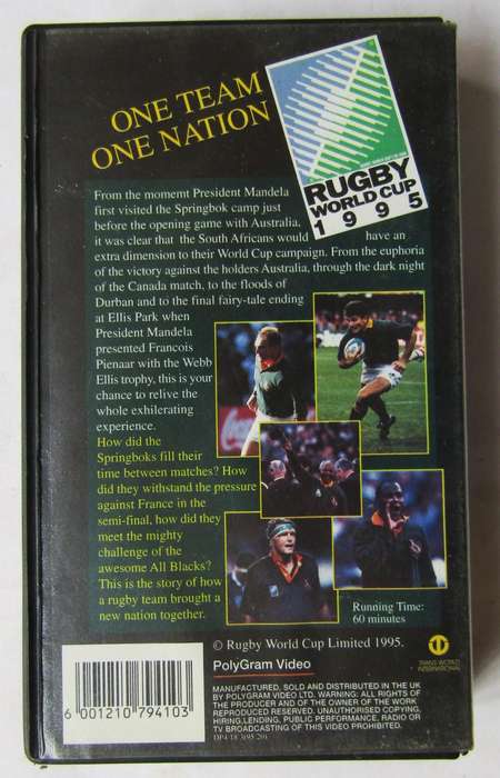 1995 Rugby World Cup - One Team One Nation - VHS Video Tape