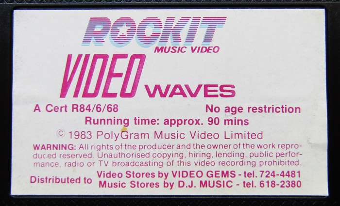 1983 Music Videos VHS Tape