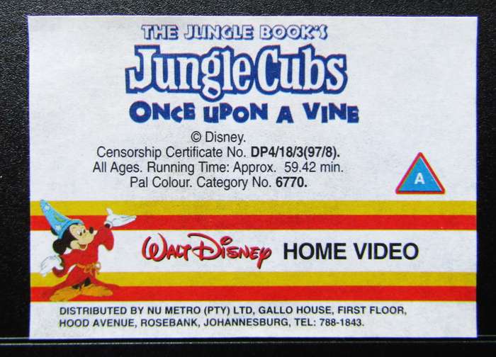 Jungle Cubs - Once Upon a Vine - Disney VHS Tape (1997)
