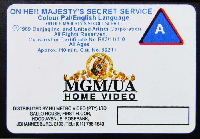 On Her Majesty's Secret Service - James Bond 007 - Movie VHS Tape (1995)